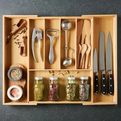 Paniers Tiroirs^CASA BAMBOO Organisateur Tiroir Escamotable Naturel