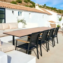 Tables De Jardin^CASA ETHAN Table Extensible Noir, Naturel