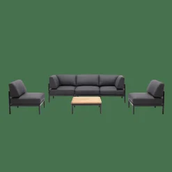 Salon De Jardin^CASA HANNA Lounge Teck Fauteuil Noir